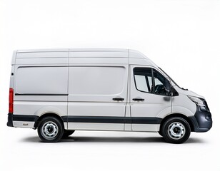 clean blank white delivery van isolated on empty background side view of food truck with copy space for design car cargo carrier transportation logistics mockup ai generated
