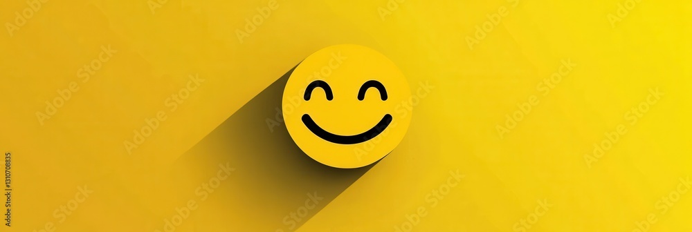 Aufkleber bright yellow minimalist smiling face icon designed with flat style to evoke feelings of joy and hap