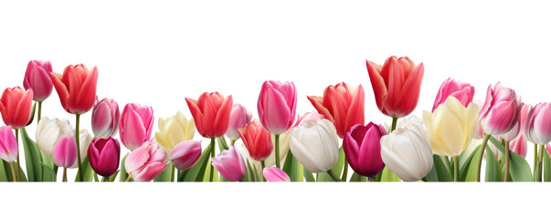 pink tulips on white background
