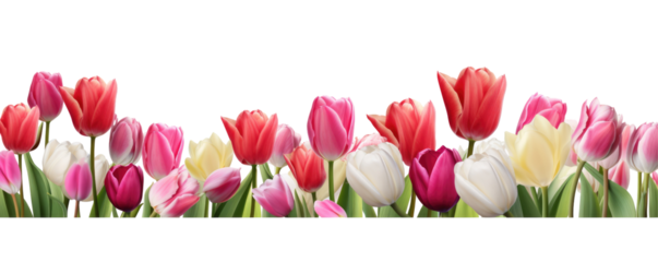 pink tulips on white background