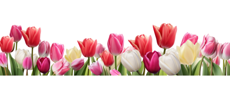 pink tulips on white background