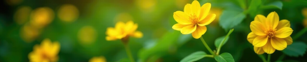 Fototapeta premium Yellow Begonia soli mutata blooms in a shaded area, shaded, greenery