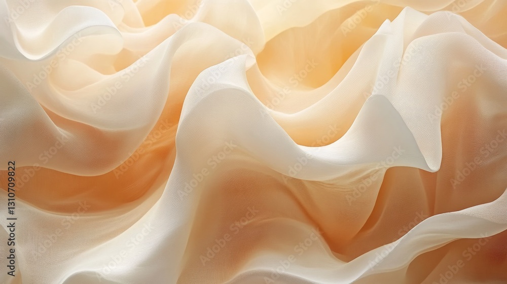 Poster Light colored flowing fabric with gentle overlapping curves and folds