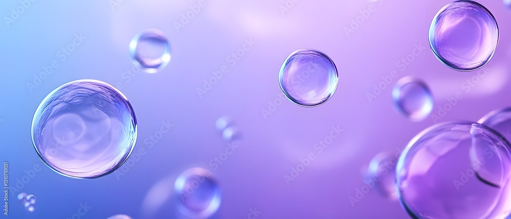 Poster captivating image of enchanting iridescent bubbles floating in a serene dreamlike atmosphere of soft