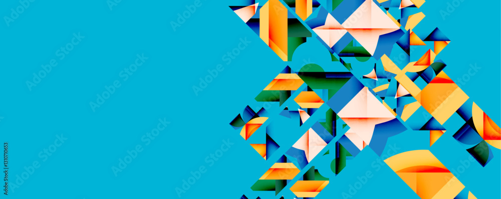 Aufkleber abstract geometric composition with interlocking circular and angular shapes, featuring smooth gradi