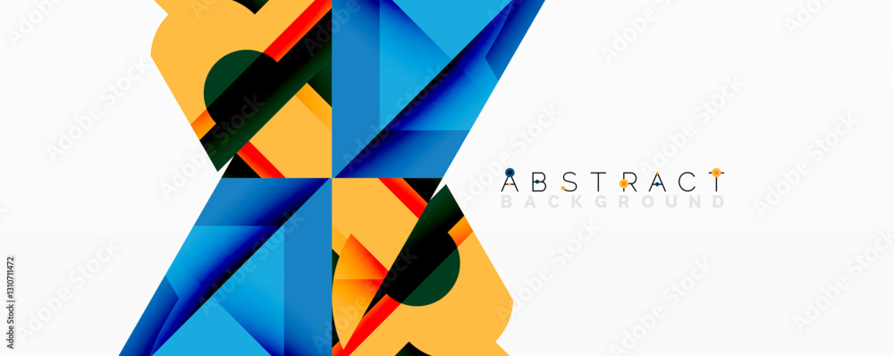 Aufkleber circles, semi circles, squares and round triangles. geometric mosaic style pattern abstract backgrou