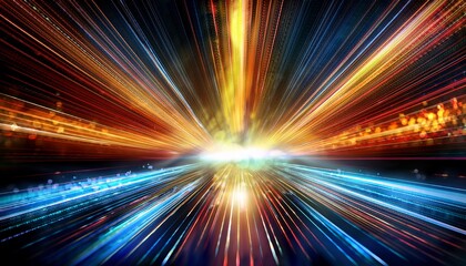 a vibrant abstract image depicting rays of light and glowing particles creating a dynamic and energetic visual effect