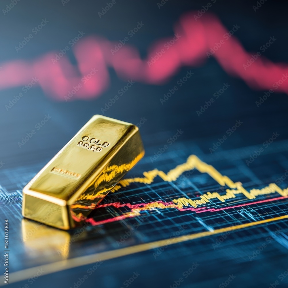 Poster a gold bar with a graph showing a short-term price trend.