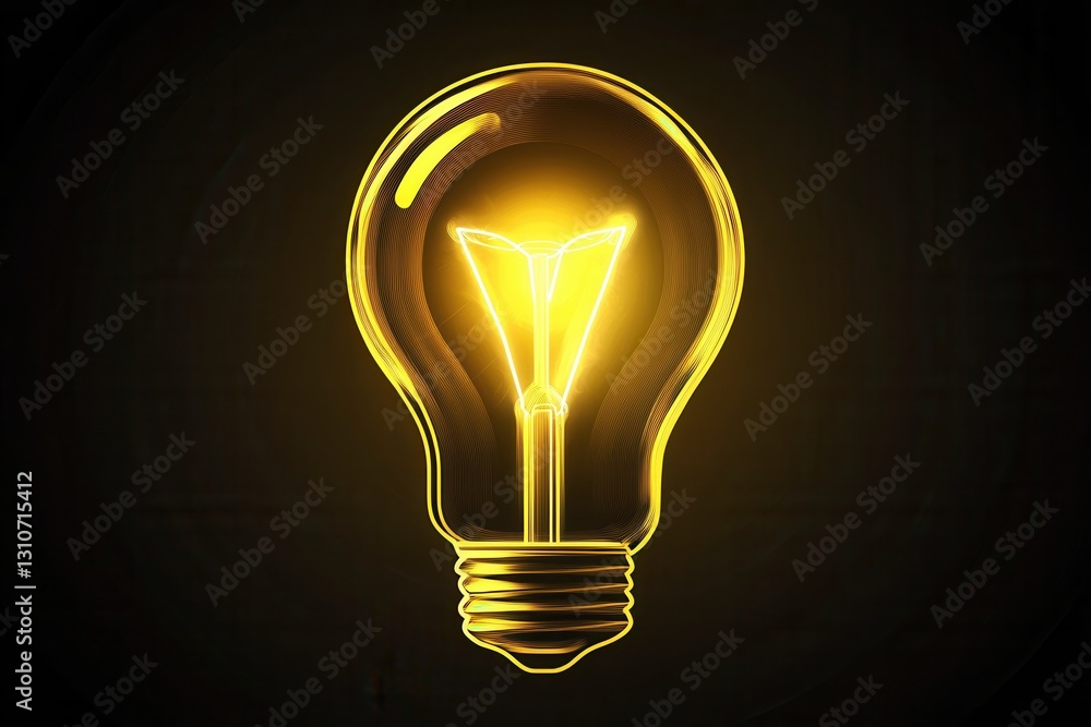 Aufkleber Glowing light bulb icon in a clean style with bright yellow highlights on a dark background representing illumination and creativity