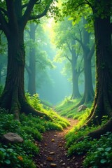 Obraz premium Soothing Forest Landscape, serene, forest, calm