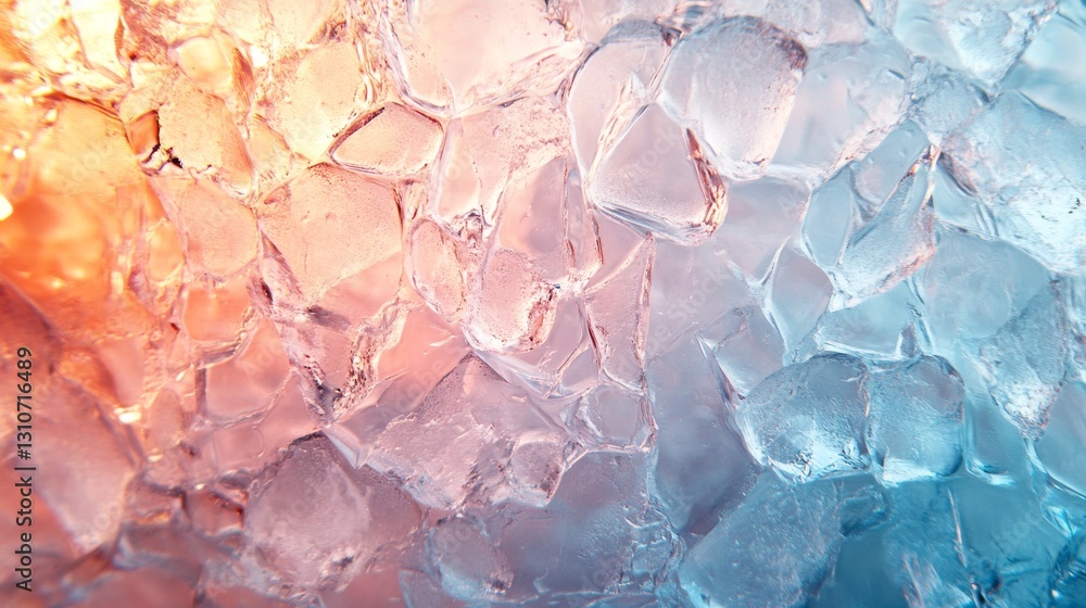 Poster an abstract close up view of illuminated ice cubes