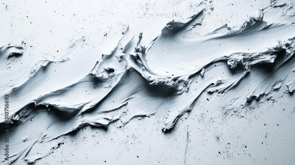 Poster white textured paint strokes create interesting and abstract patterns across surfaces