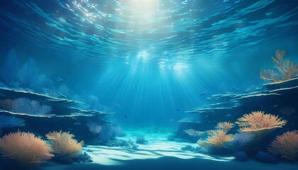Fototapeta premium underwater background deep blue sea and beautiful underwater ai generated image
