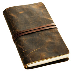 Vintage Leather Notebook with Brown Strap on Isolated Background for Writing and Journaling