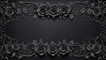 Elegant Black Roses and Vines Frame