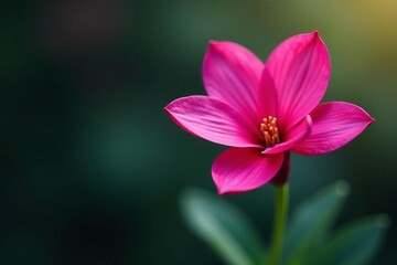 Fototapeta premium Close-up of a single fuchsia bloom with bright pink color on see-through surface, bloom, single, color