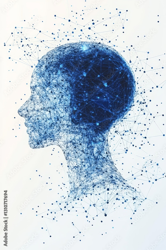 Poster abstract concept of human brain with neural network connection