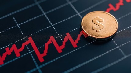 A gold coin with a graph showing RSI (Relative Strength Index).