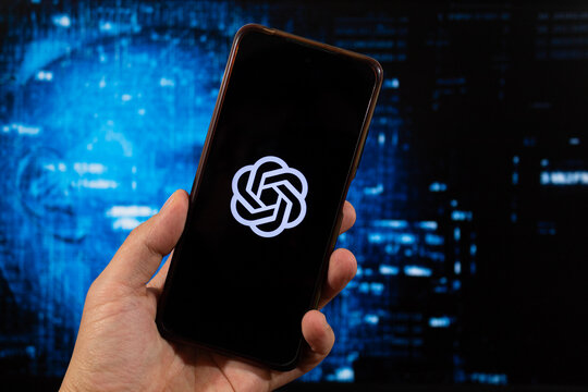BOGOTA, COLOMBIA - MARCH 05 OF 2025 macro photo of a smartphone with chat gpt ia logo and blurred technology concept at background