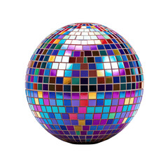 A unique multicolored disco ball on transparent background
