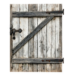 Weathered Wooden Door with Rustic Charm and Detailed Iron Hardware in Natural Colors for Home Decor and Architecture