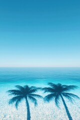 Fototapeta premium Palm tree shadows dancing across a serene beachscape
