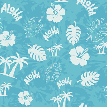 aloha Hawaii pattern flat blue