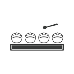 four gongs with a mallet