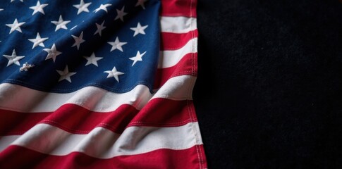 Obraz premium United States flag on black velvet cloth folded neatly, neat, fold, black velvet