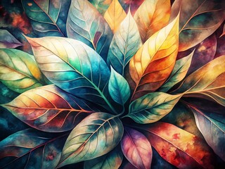 Muted Watercolor Leaf Pattern Macro Photography for Home Decor