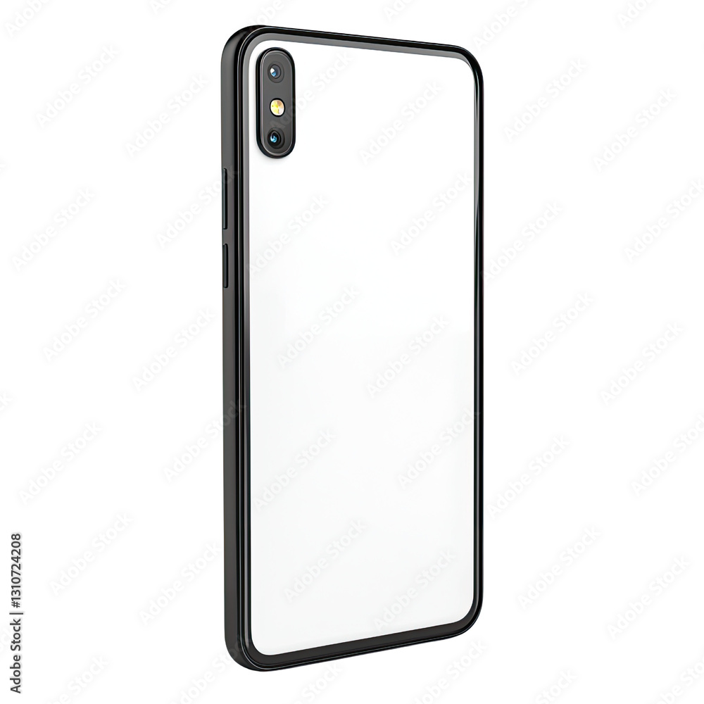 Poster mockup of a modern smartphone in a stylish black case on a white background for product display and 