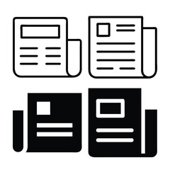 Four Newspaper Icons for News, Journalism, and Media