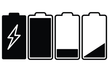 Battery charge indicator icon vector set, flat style colorful battery charge indicator icon set. Battery charging, charge indicator. Vector illustration