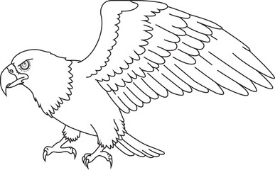 Majestic Eagle Line Art Coloring Page Bird Illustration Wildlife Drawing