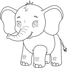 Cute Baby Elephant Coloring Page Flowers Butterflies Nature
