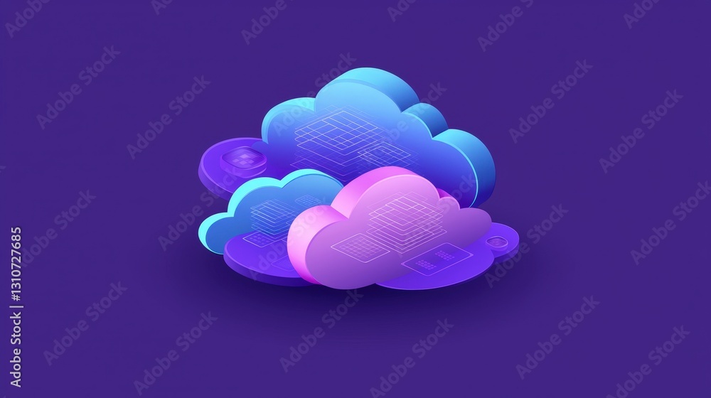Poster futuristic cloud computing network data ai services