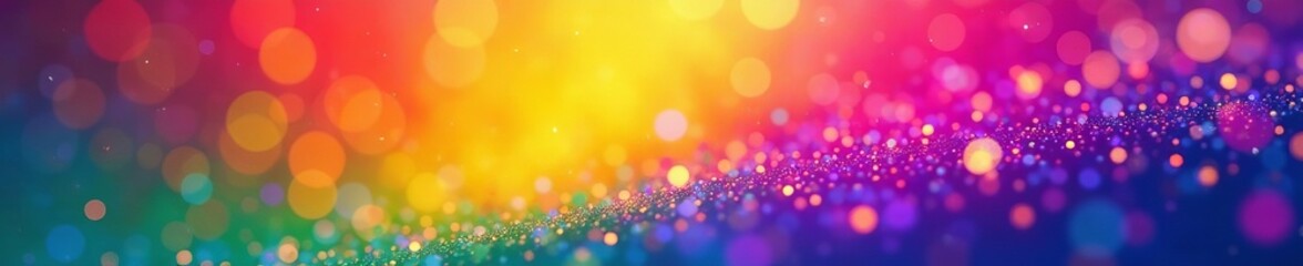 Vibrant rainbow gradient with scattered white dots, abstract, colorful