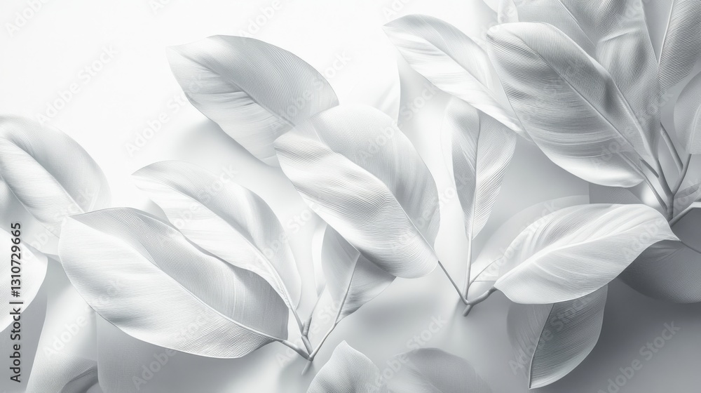Poster an artistic representation of white leaves and soft textures on display