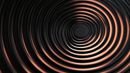 Naklejka premium Concentric circular pattern showing curved dark surfaces with gold accents