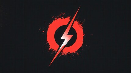 Bold red lightning bolt on black background creates striking visual contrast and symbolizes energy and power in minimalist design