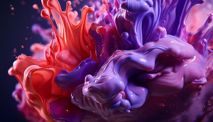 close up of purple and red paint streams