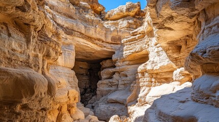 Stunning Rocky Canyon with Bright Blue Sky and Unique Rock Formations