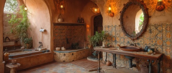 Modern minimalist bathrooms with clean lines, soft natural light, and sleek vanities in oak, marble, and metal finishes. Elegant, serene, Scandinavian-inspired luxury.