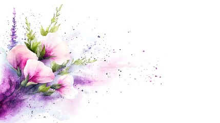 Artistic viewpoint nature-inspired watercolor florals in a serene pastel palette