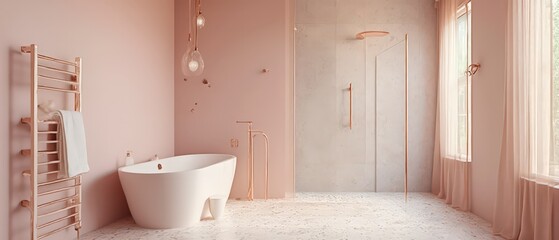 Modern minimalist bathrooms with clean lines, soft natural light, and sleek vanities in oak, marble, and metal finishes. Elegant, serene, Scandinavian-inspired luxury.