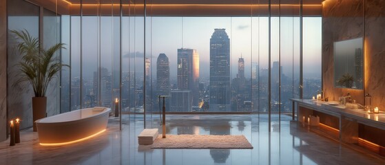 Modern minimalist bathrooms with clean lines, soft natural light, and sleek vanities in oak, marble, and metal finishes. Elegant, serene, Scandinavian-inspired luxury.