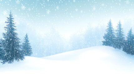 Fototapeta premium Winter wonderland snowy landscape scene in a quiet forest serene environment soft snowfall tranquil atmosphere