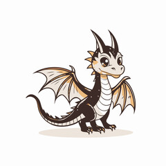 Cute cartoon dragon smiling with outstretched wings