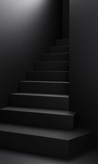Obraz premium Dark staircase, interior, minimalist design, background shadow, product display