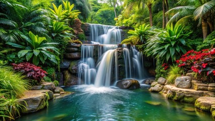 Waterfall Jungle Sanctuary, waterfall, tropical garden, waterfall, tropical garden